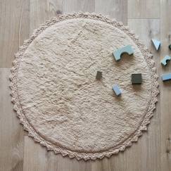-Tapis rond coton lavable finition crochet perla