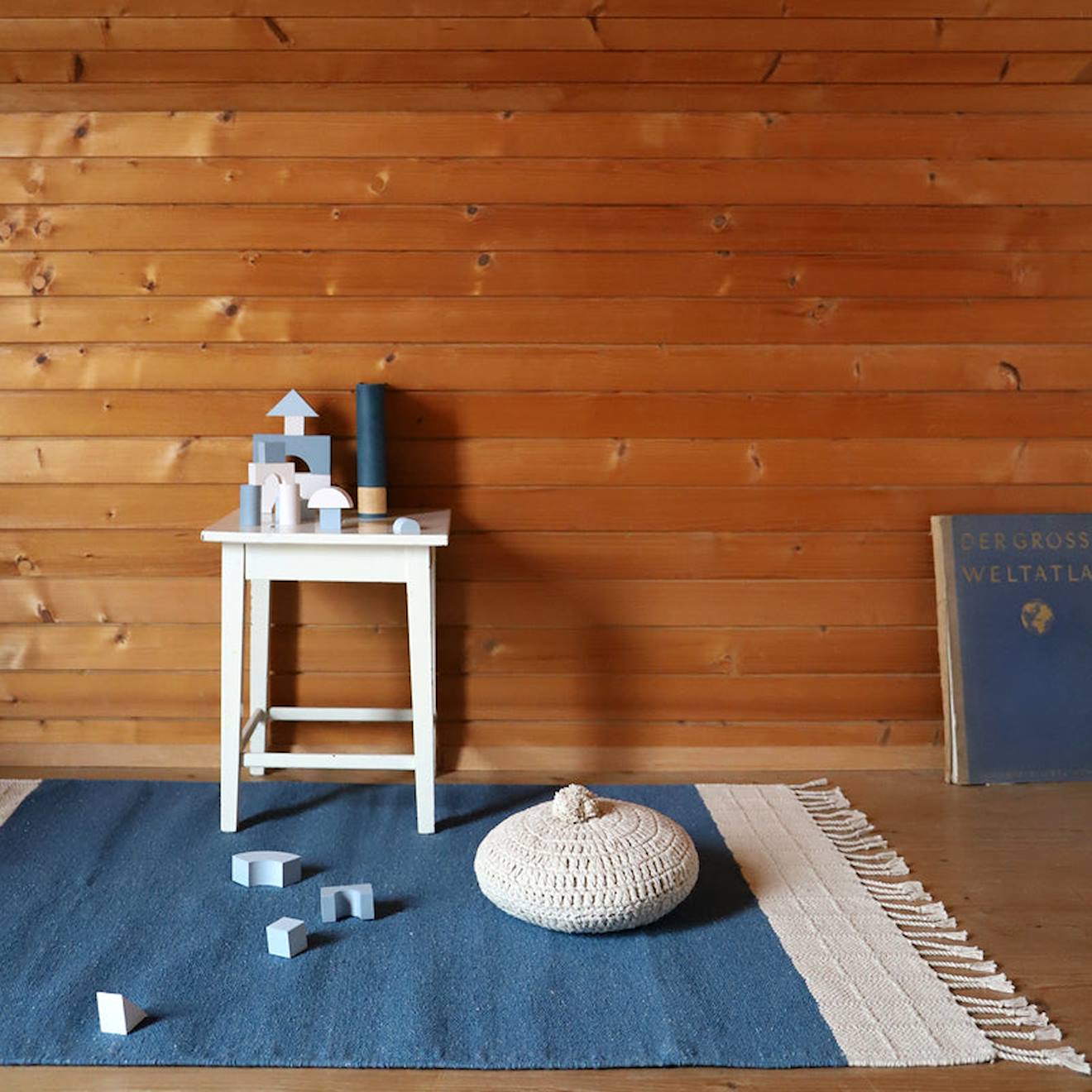 Tapis Chambre Coton Lucia Bleu