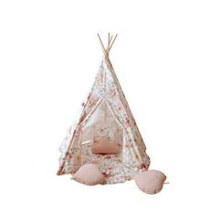 Jouet-Jeux d'imitation-Tente tipi avec tapis flower power en coton