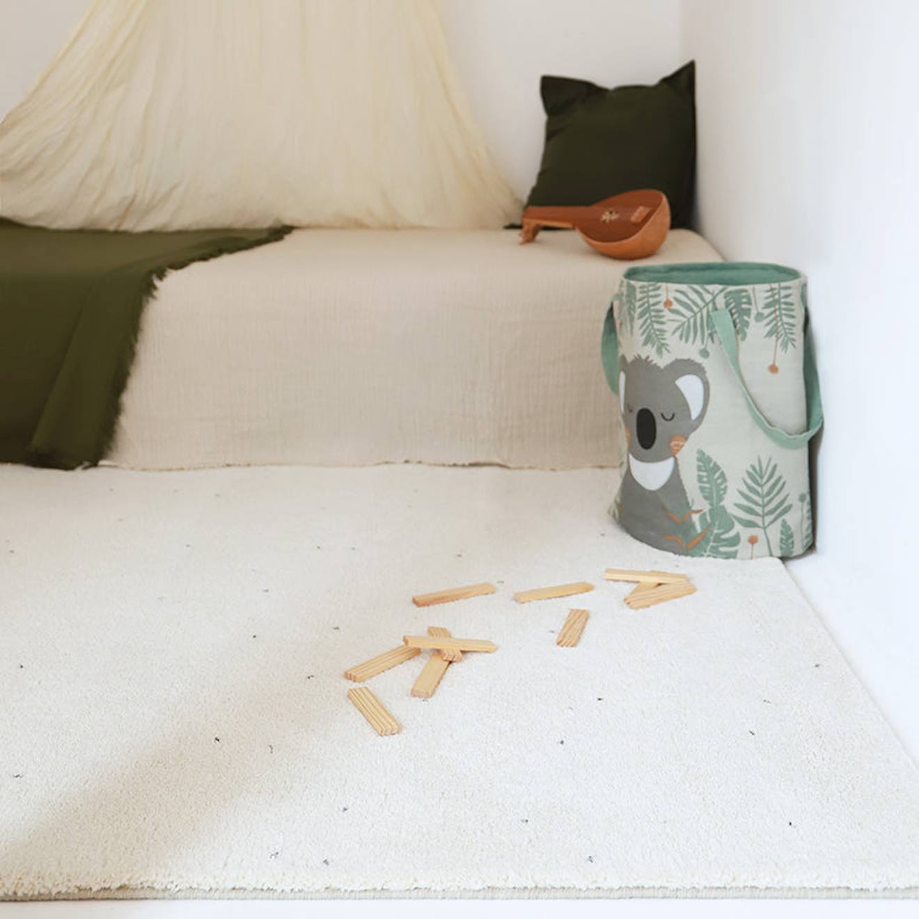 Tapis Aspect Laine Matière Recyclée Kusumi Ecru