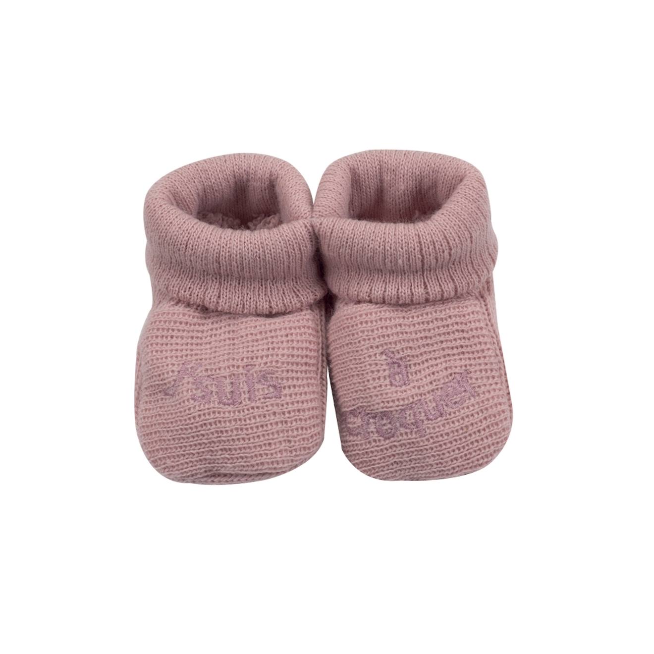 Trois Kilos Sept - Chausson Bébé Avec Broderie Rose