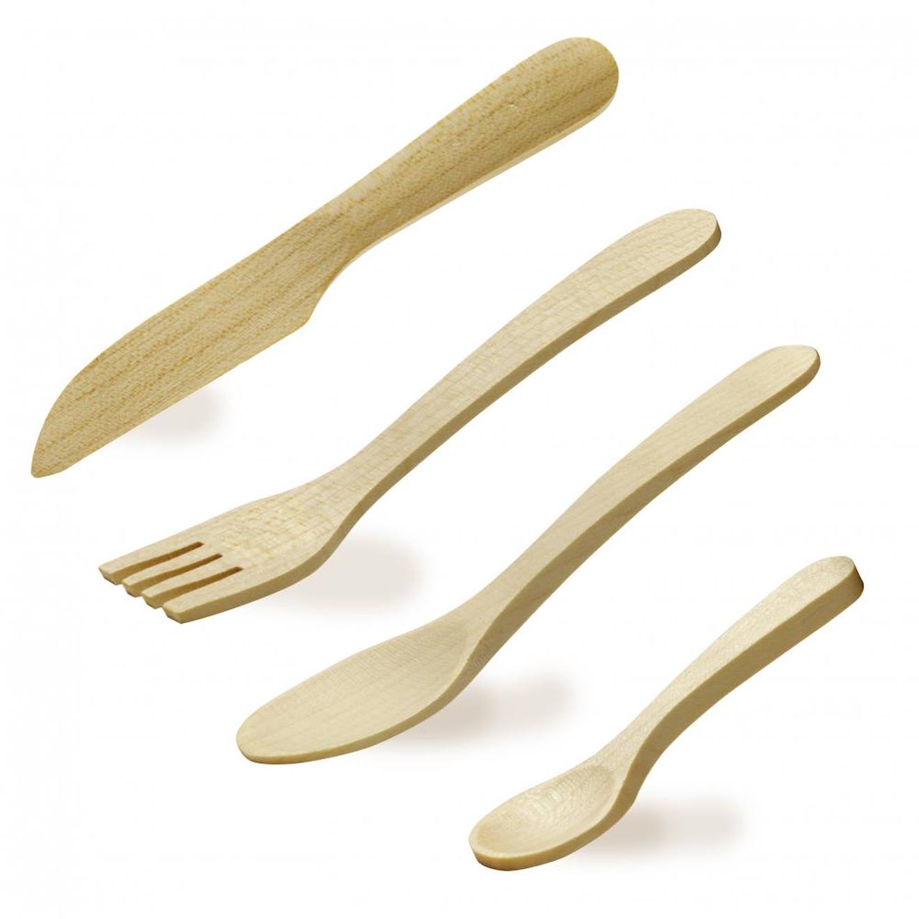 Couverts De Dinette En Bois Beige (Erzi) - Image 1