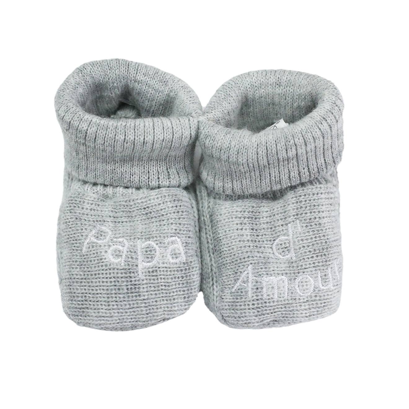 Chaussons Naissance - Message Papa D'amour Gris