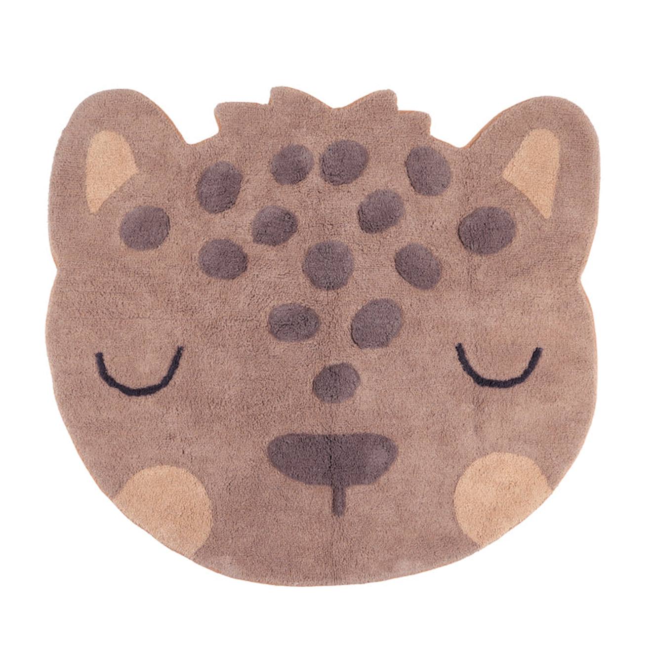 Tapis Chambre Enfant Coton Lavable Petit Léopard Little Sören Marron