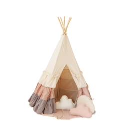 -Tente tipi avec franges et tapis powder frills en coton et