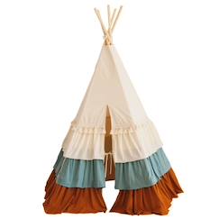 Jouet-Jeux d'imitation-Tente tipi cirque avec volants et tapis en coton