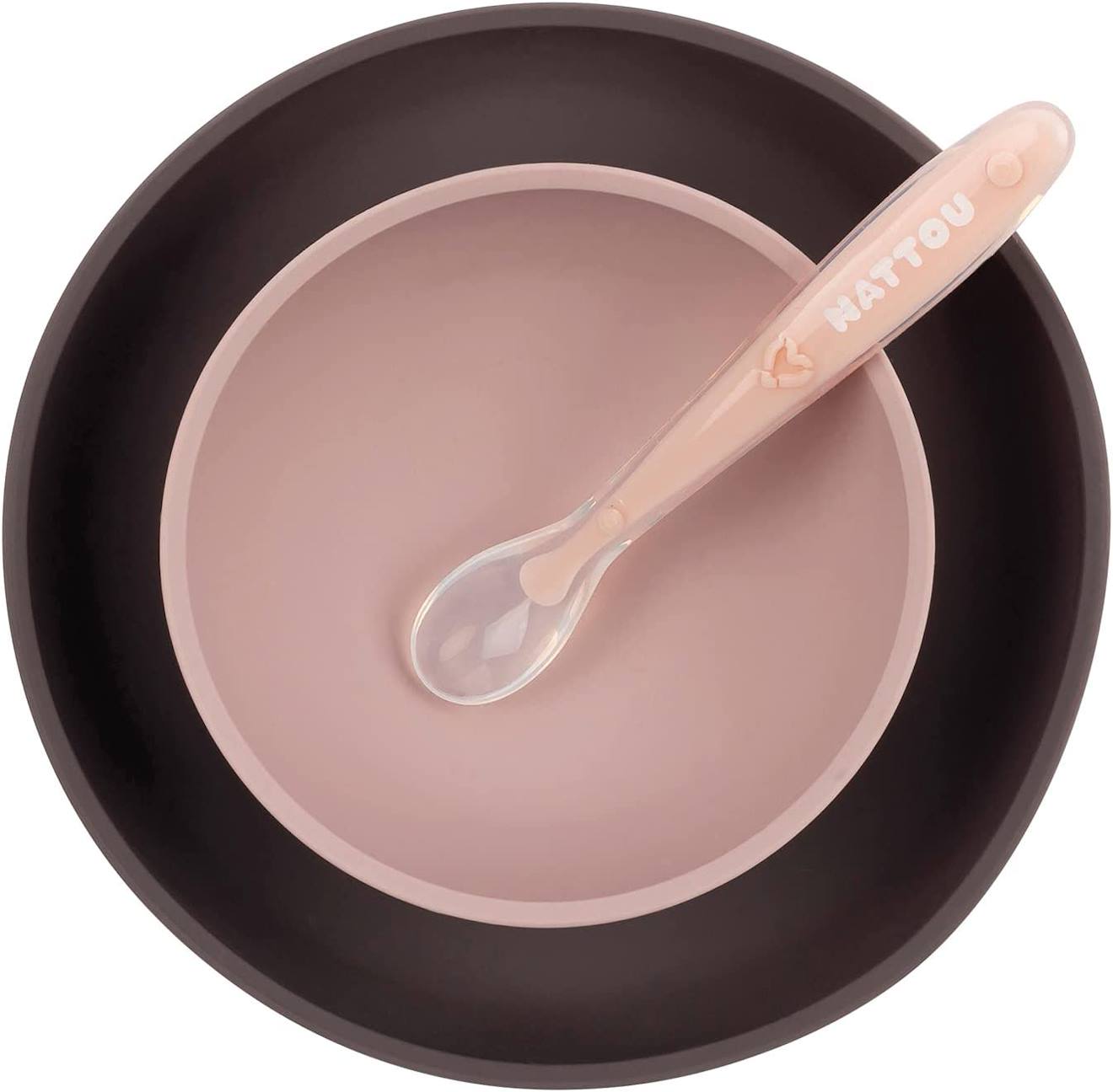 Set Repas En Silicone Rose Rose