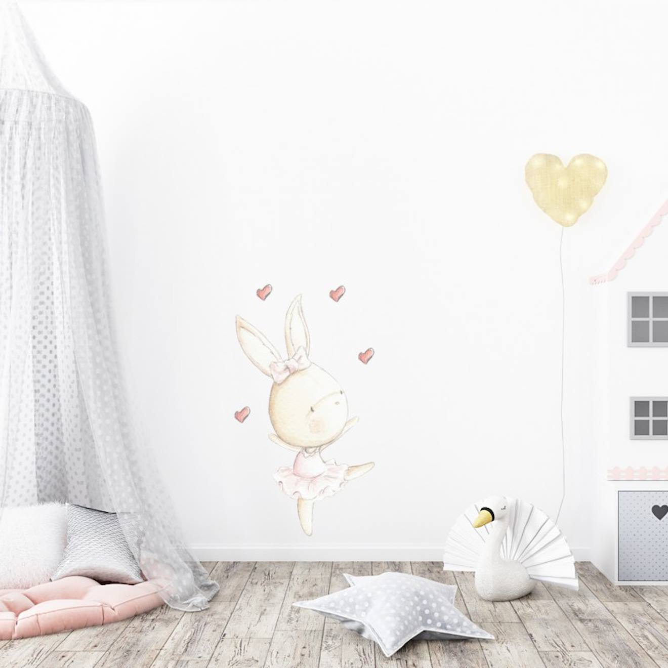 Sticker Mural Enfant Petite Danseuse Dance Rabbit Multicolore