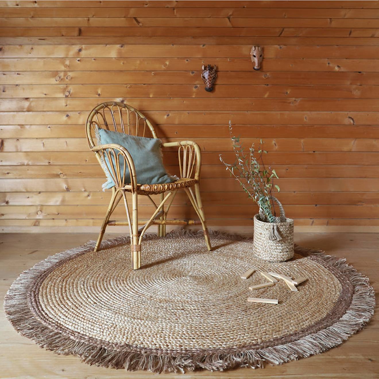 Thar Tapis Jute Rond Avec Franges Jute Naturelle
