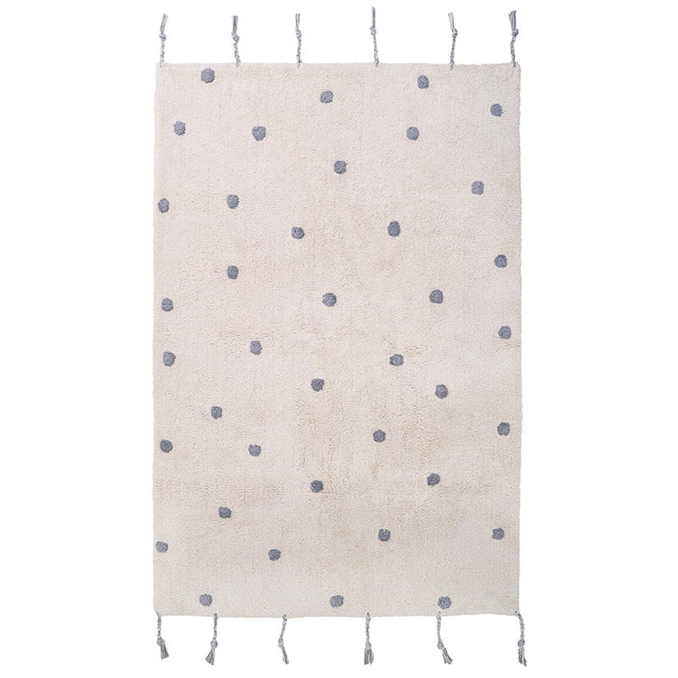 Tapis Chambre Enfant Coton Lavable À Pois Nümi Gris