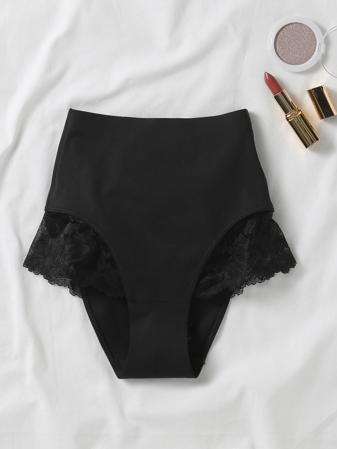Culotte gainante post partum microfibre et dentelle noir