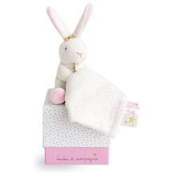 -Doudou pantin lapin fleurs