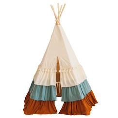 Jouet-Jeux d'imitation-Tente tipi cirque avec volants en lin et coton