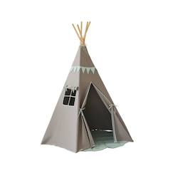 Jouet-Jeux d'imitation-Tente tipi avec guirlande et tapis gold star  en lin