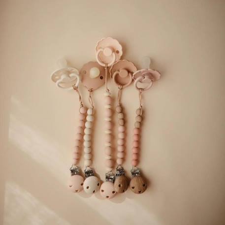 Attache sucette en silicone Beige foncé+Beige, écru+Bleu+Bois+Ecru+Jaune+Rose+Vert d'eau 3 - vertbaudet enfant 