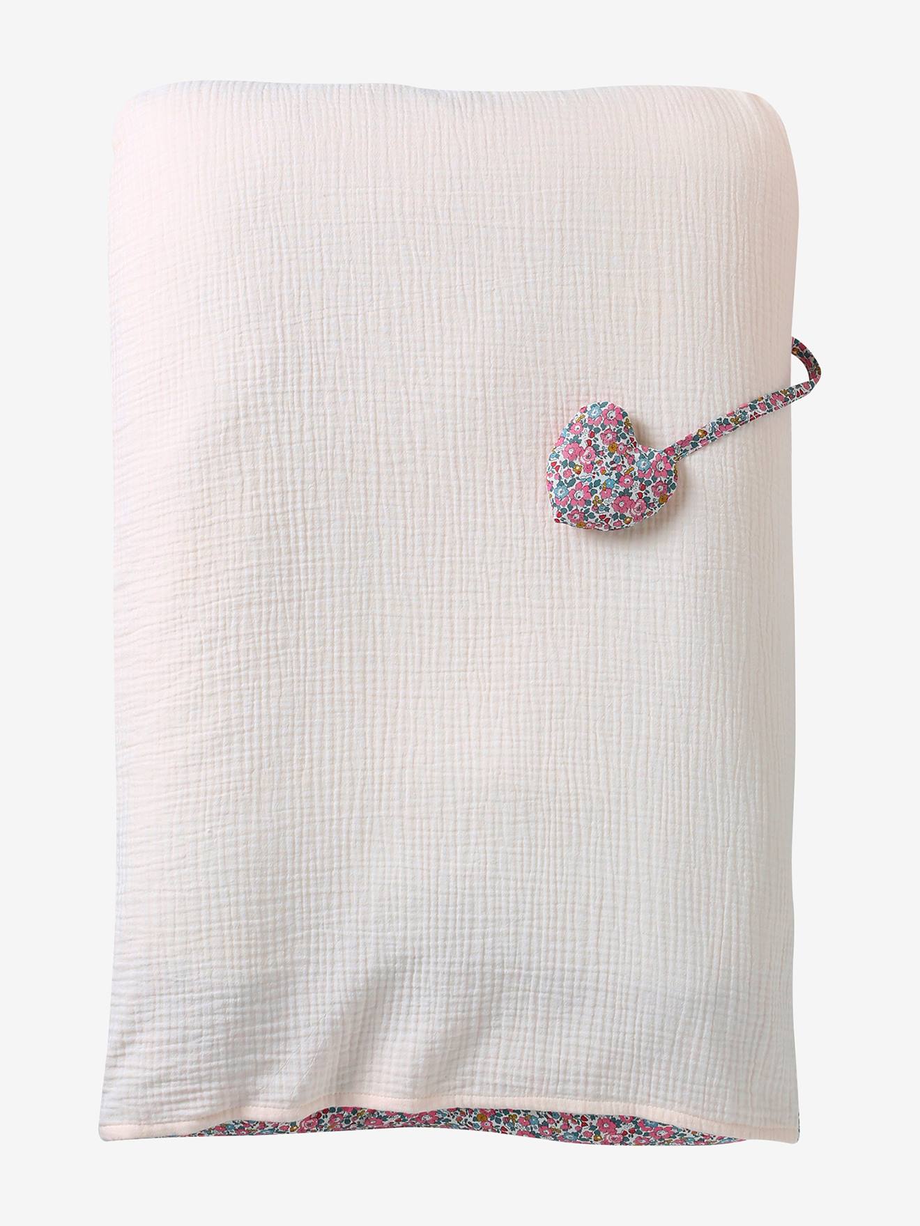 Housse matelas à langer personnalisable en tissu Liberty rose pâle (Envie De Fraise) - Image 1
