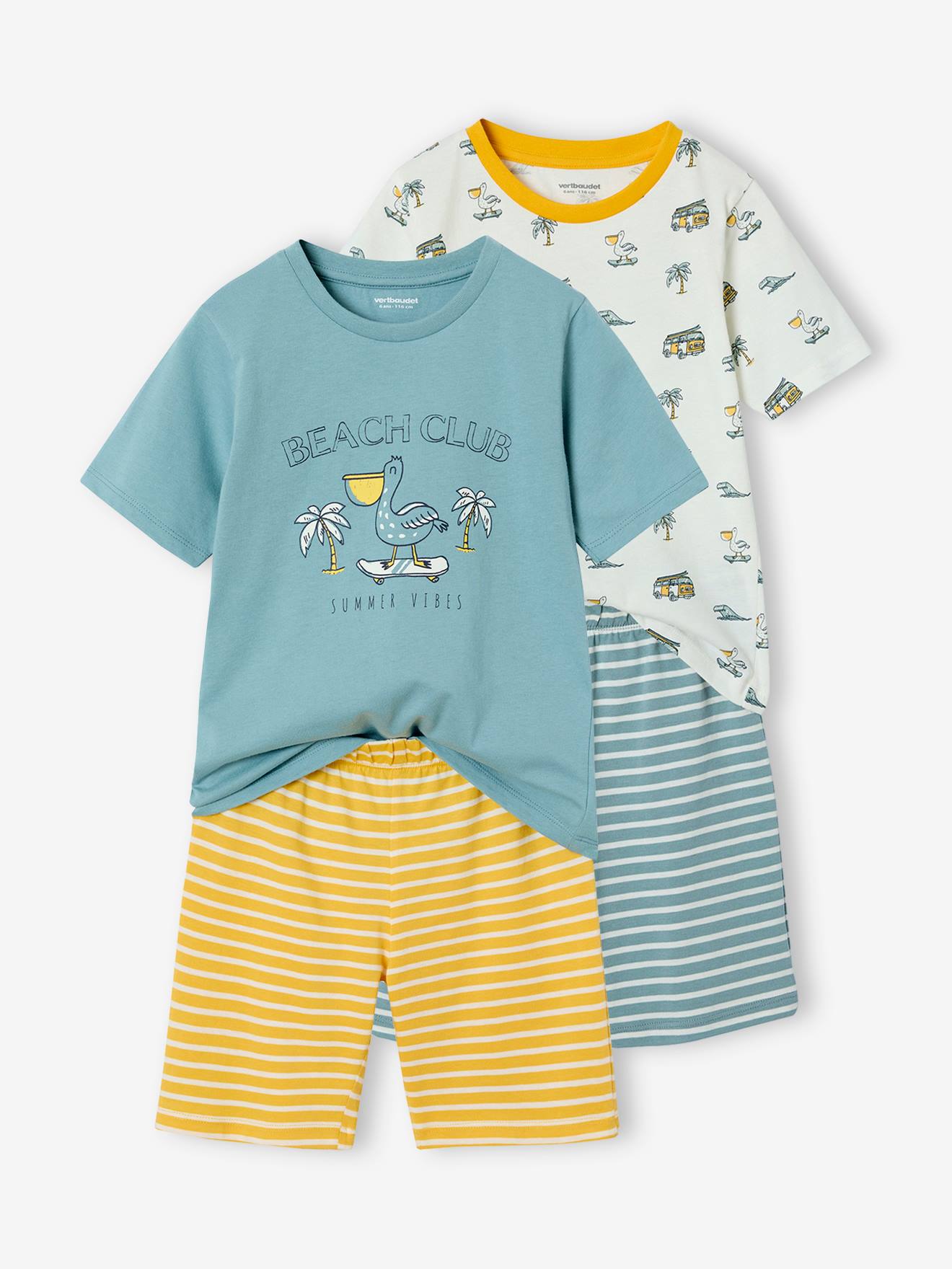 Lot de 2 pyjashorts Pelican garçon jaune d'or