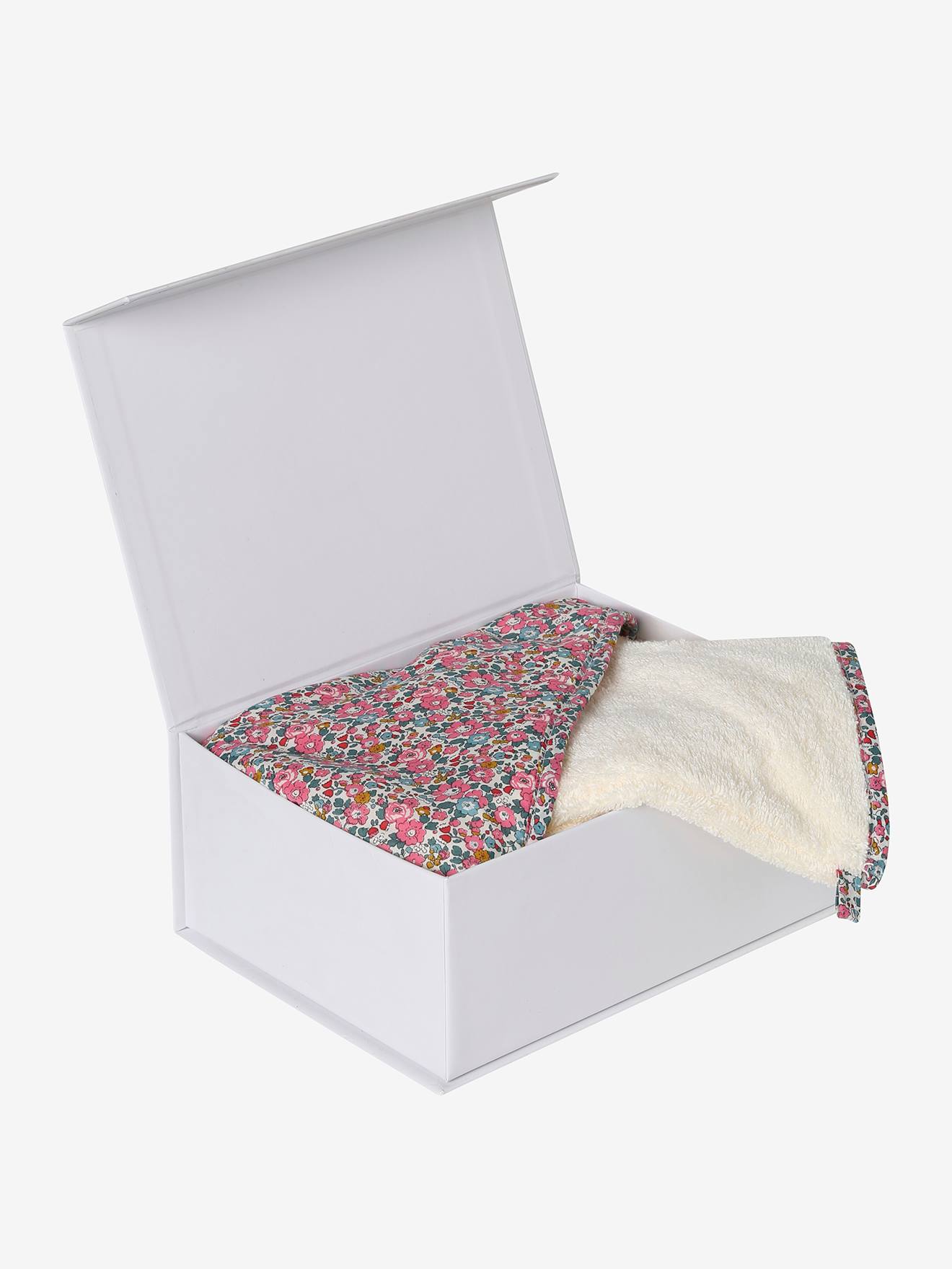 Coffret cadeau : cape de bain réversible tissu Liberty et gant blanc (Envie De Fraise) - Image 2