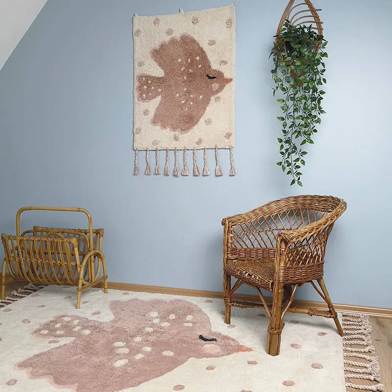 Tapis Chambre Enfant Coton Lavable Motif Oiseaux Birdy Multicolore