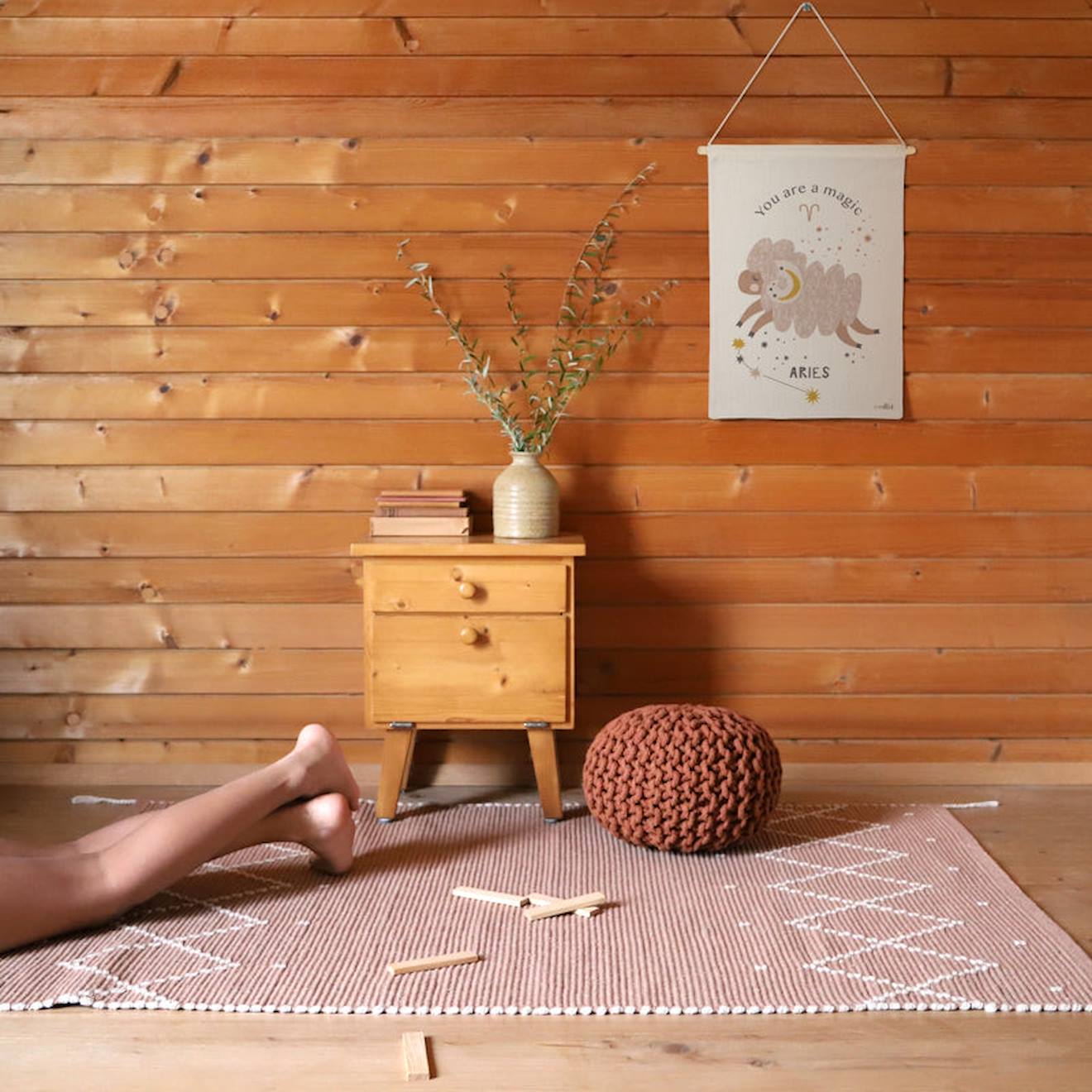 Tapis Mallorca Moutarde En Coton Rose Argile