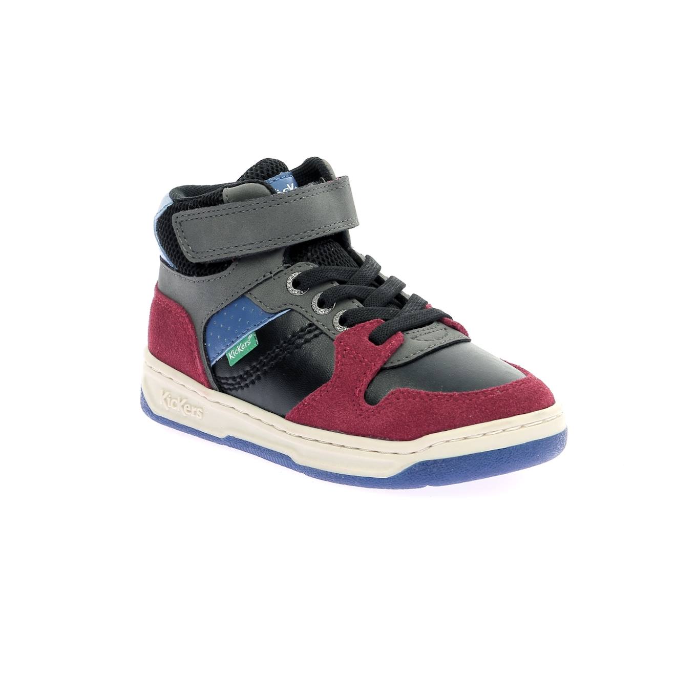 Sneakers Hautes Enfant Kickado Noir Bordeaux Bleu