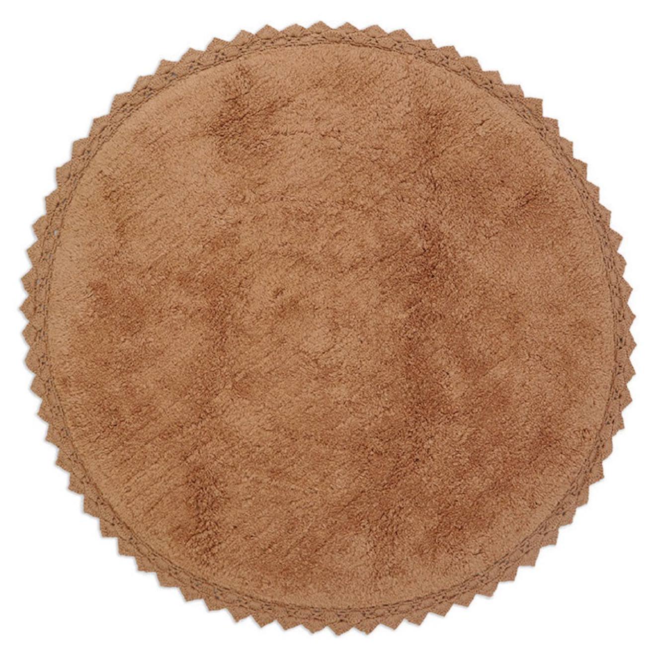 Tapis Rond Coton Lavable Finition Crochet Perla Toffee