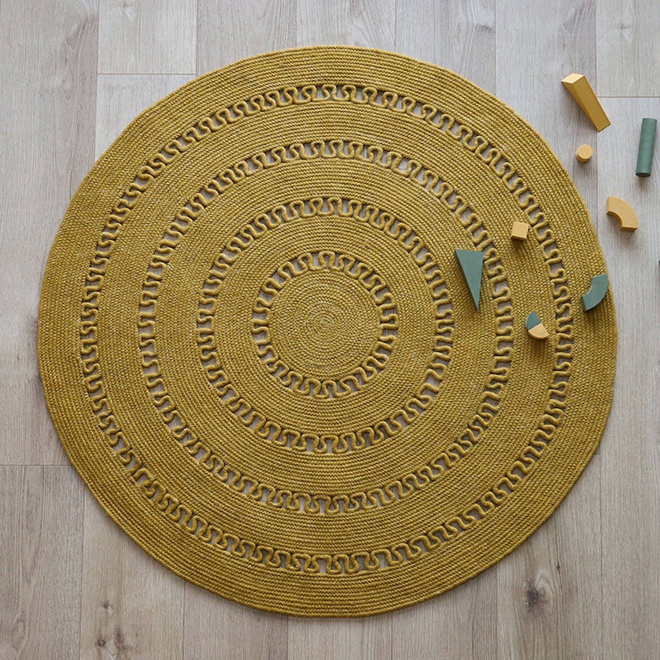 Nattiot - Tapis Laine Feutrée Rond Ajourée Bibek Mango