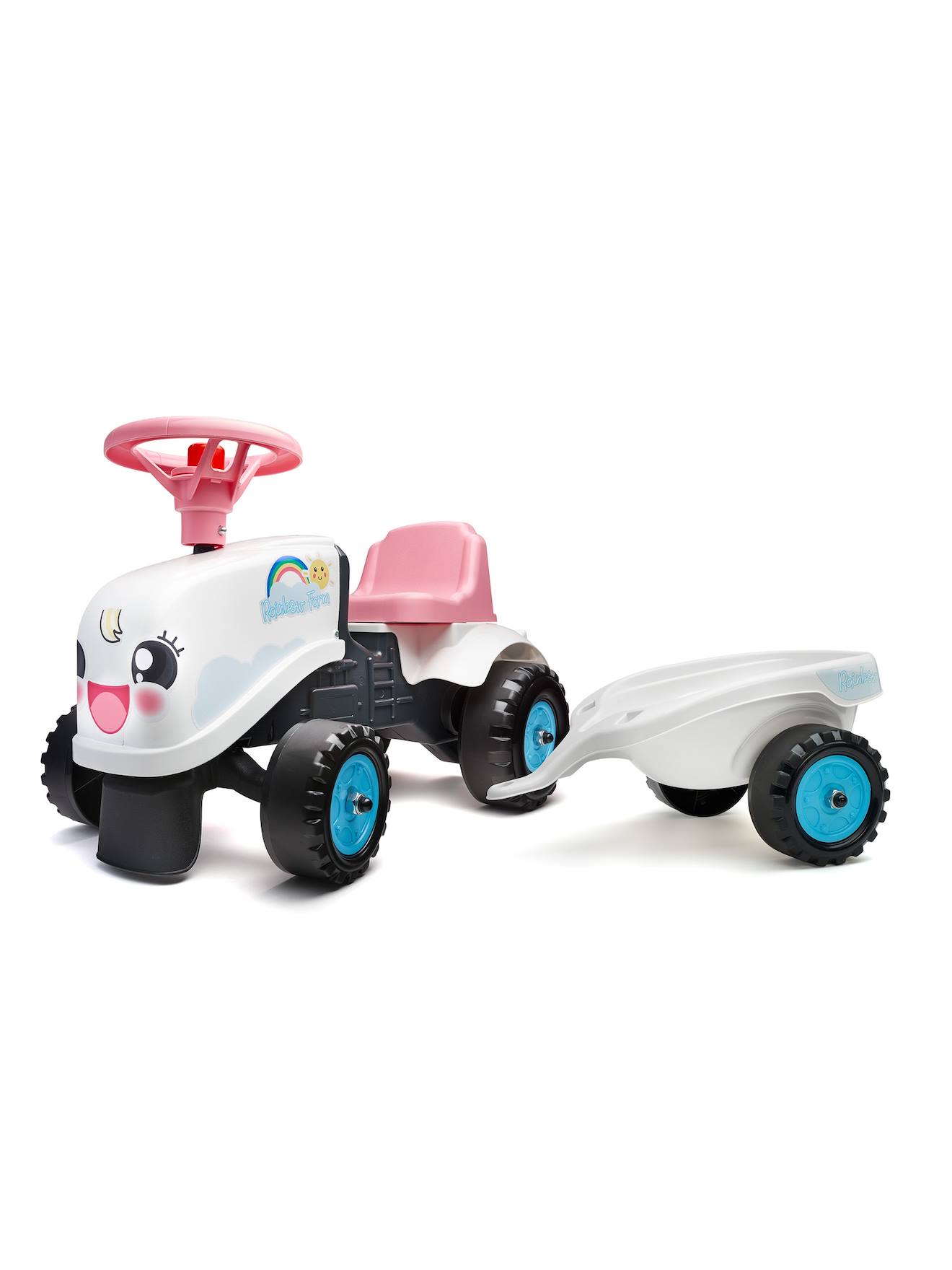 Porteur Tracteur Avec Remorque Blanc Et Rose