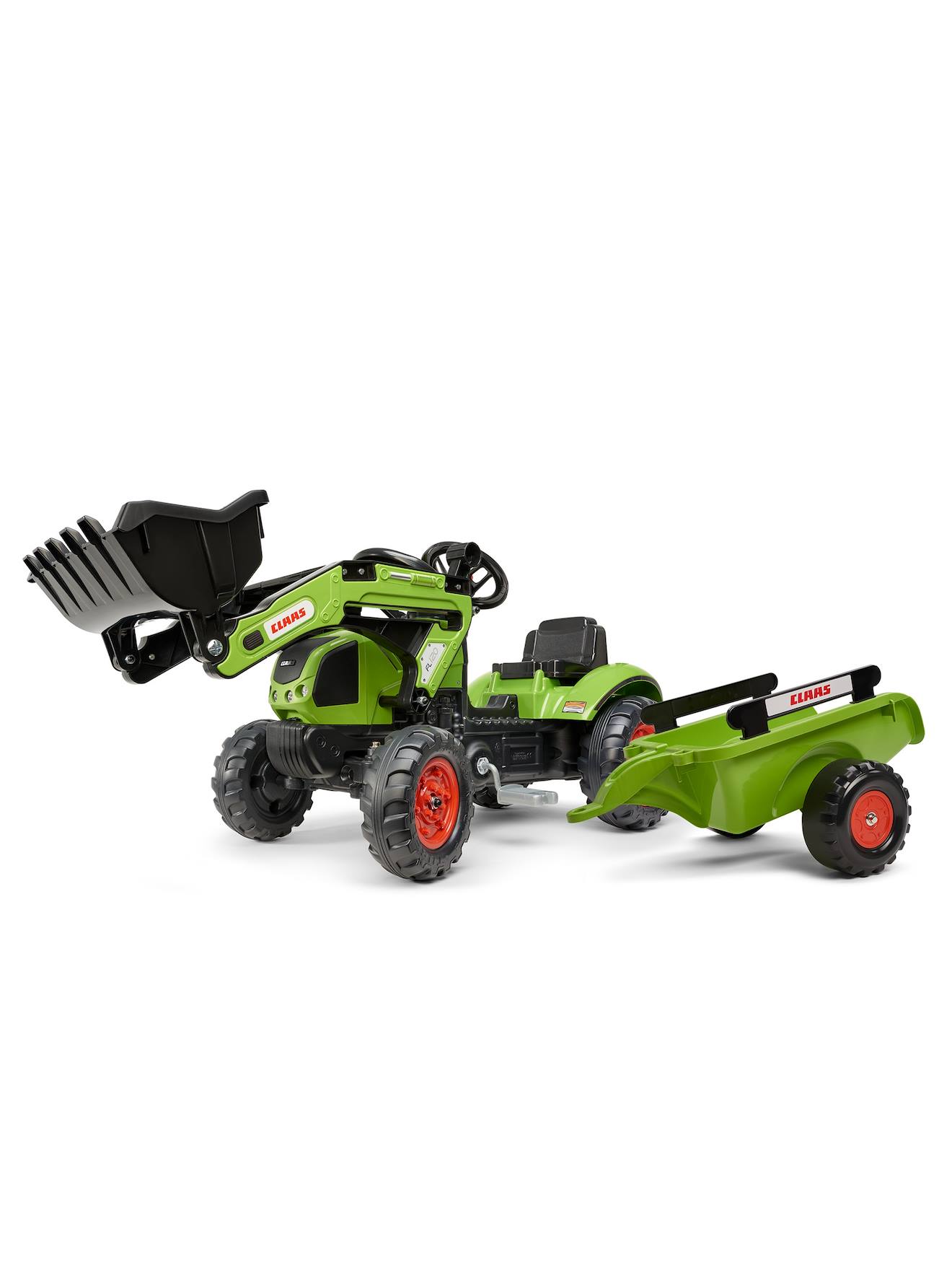 Tractopelle À Pédales Avec Remorque Vert Claas