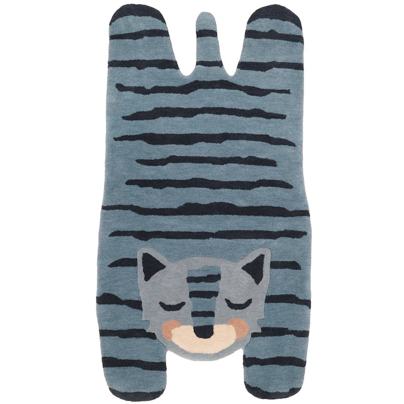 Nattiot - Tapis Chambre Enfant Tigre Blue Tigger Bleu