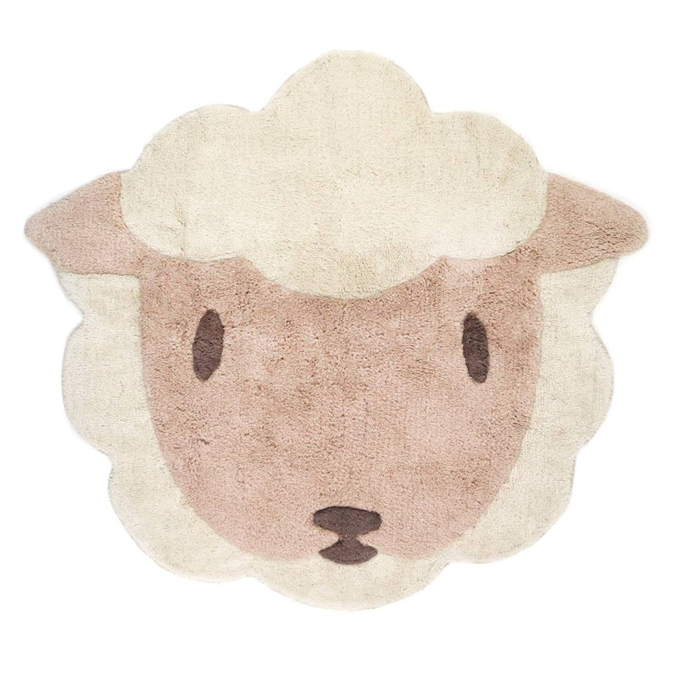 Tapis Chambre Enfant Coton Lavable Petit Mouton Lolho Blanc Cassé