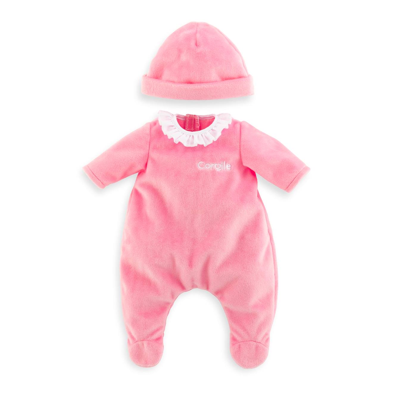 Pyjama Rose Et Bonnet Pour Poupon 36 Cm Multicolore