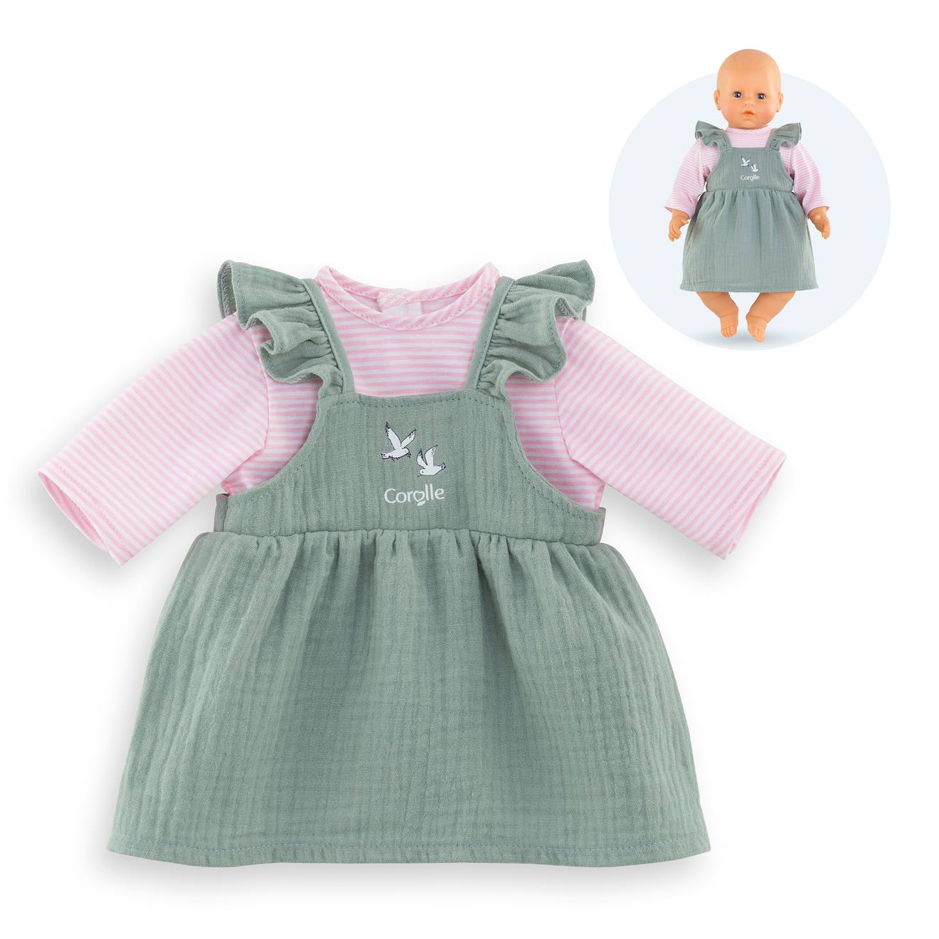 Robe À Volants & T-shirt Bords De Loire Pour Poupon 42 Cm Multicolore