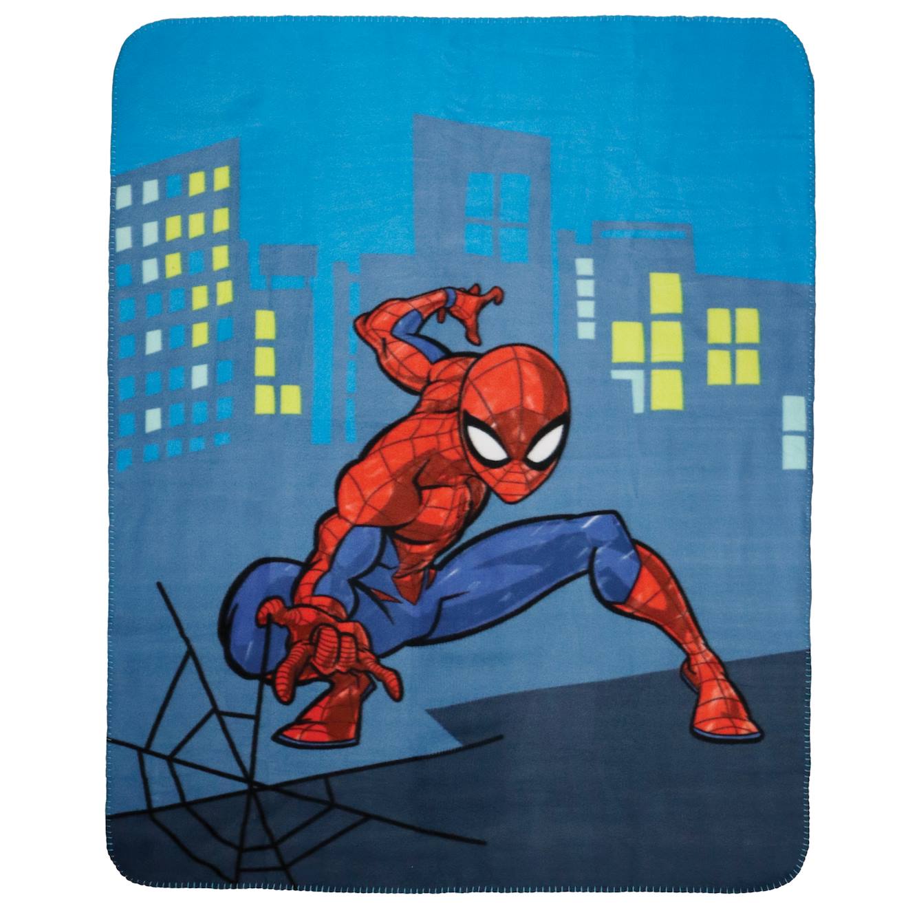 Plaid Polaire Imprimé 100% Polyester, Spiderman Hero Bleu