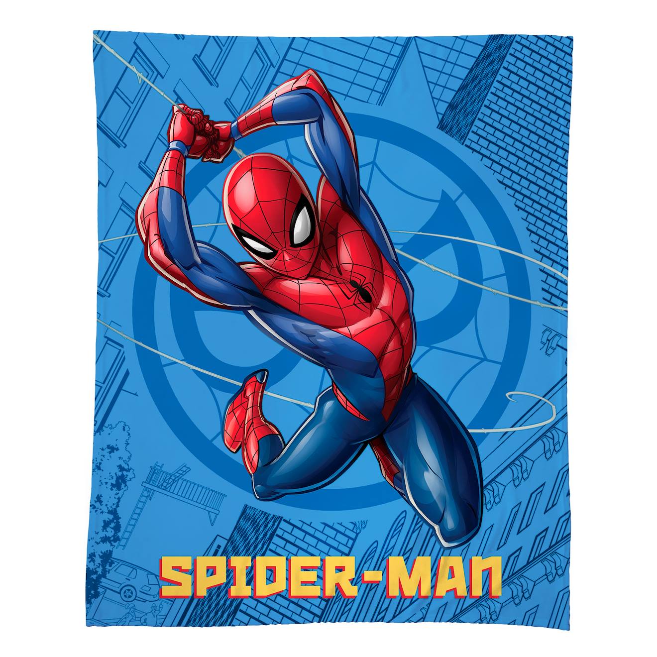 Plaid Polaire Tout Doux Imprimé 100% Polyester, Spiderman Action Bleu