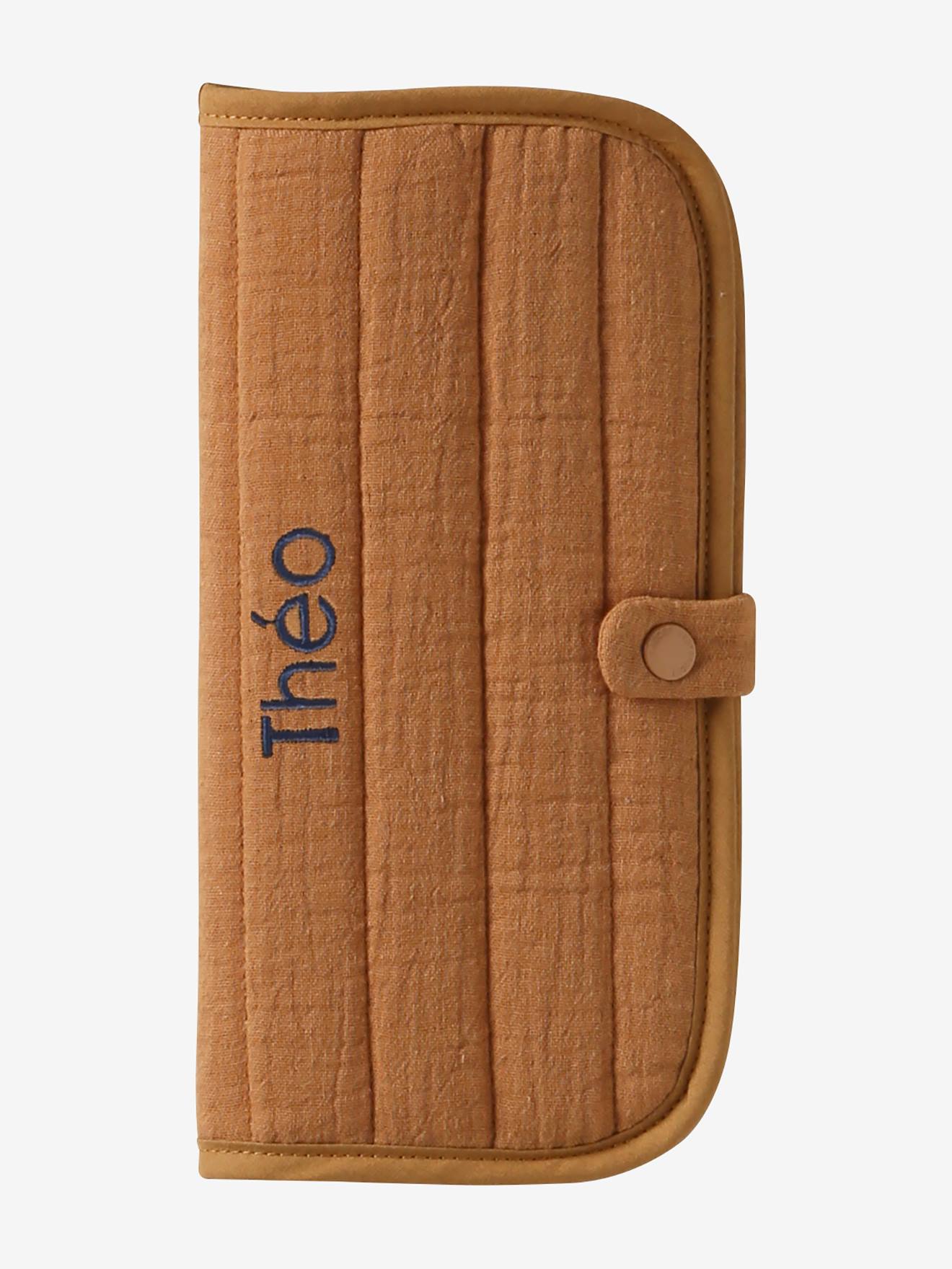 Protège livret de famille en gaze de coton ocre