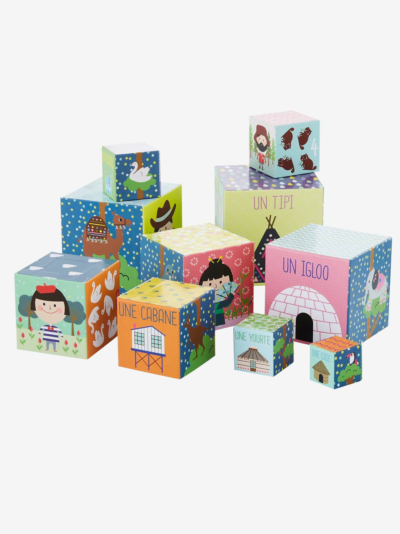 Tour géante de 10 cubes thème pays multicolore (Vertbaudet) - Image 2