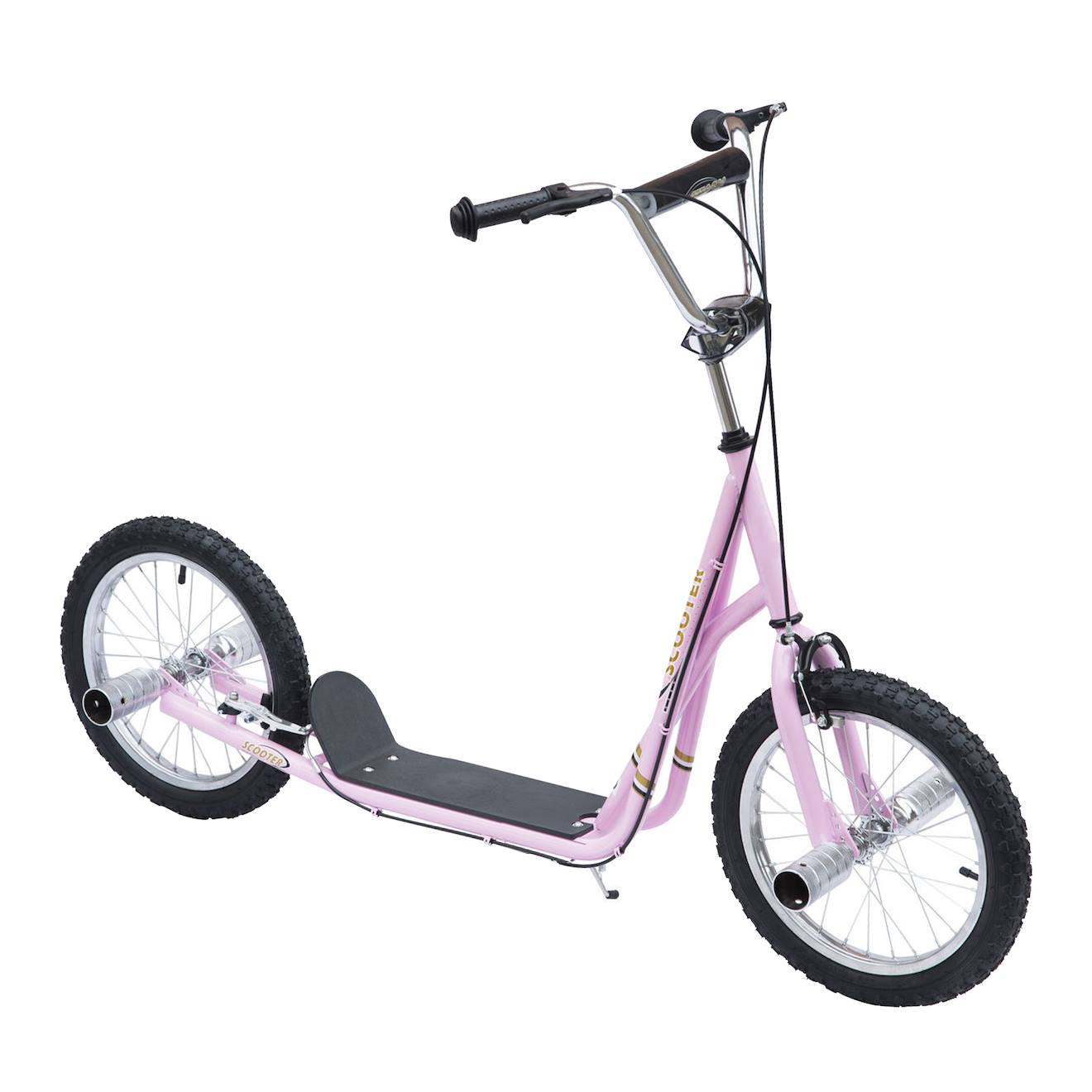 Trottinette Patinette Freestyle Grandes Roues Pneumatiques Ø 41 Cm Avec Pegs Rose