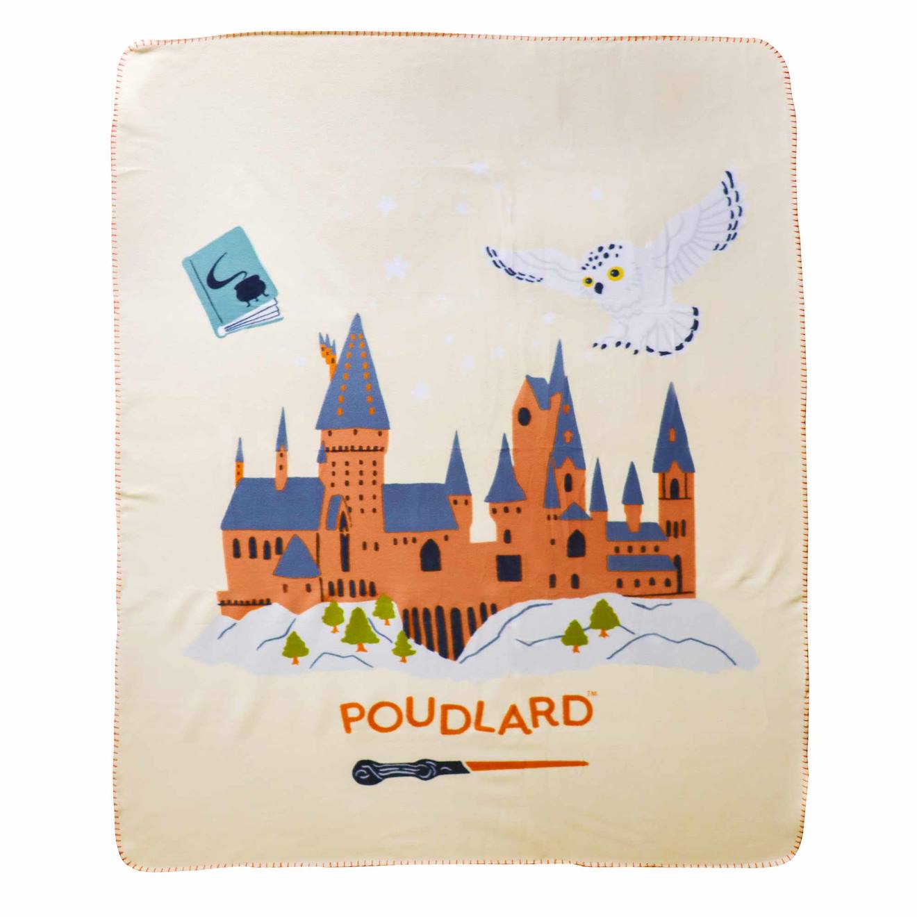 Omydream Plaid Polaire Imprimé 100% Polyester, Harry Potter Hedwige School Beige