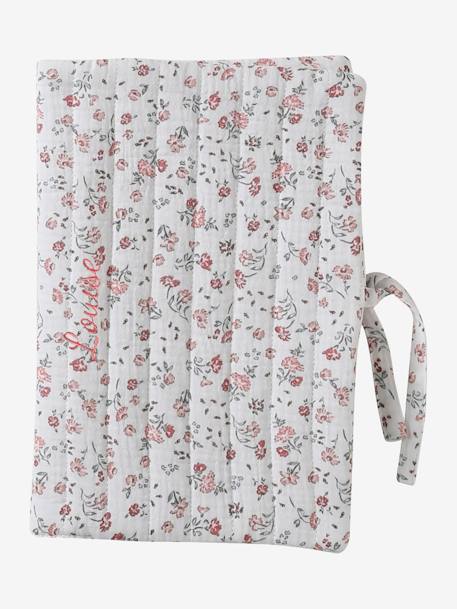 Coffret cadeau naissance 8 pièces : 1 hochet, 1 tapis à langer nomade, 5 lingettes, 1 pochette Babylone+Bayou+blanc imprimé 24 - vertbaudet enfant 
