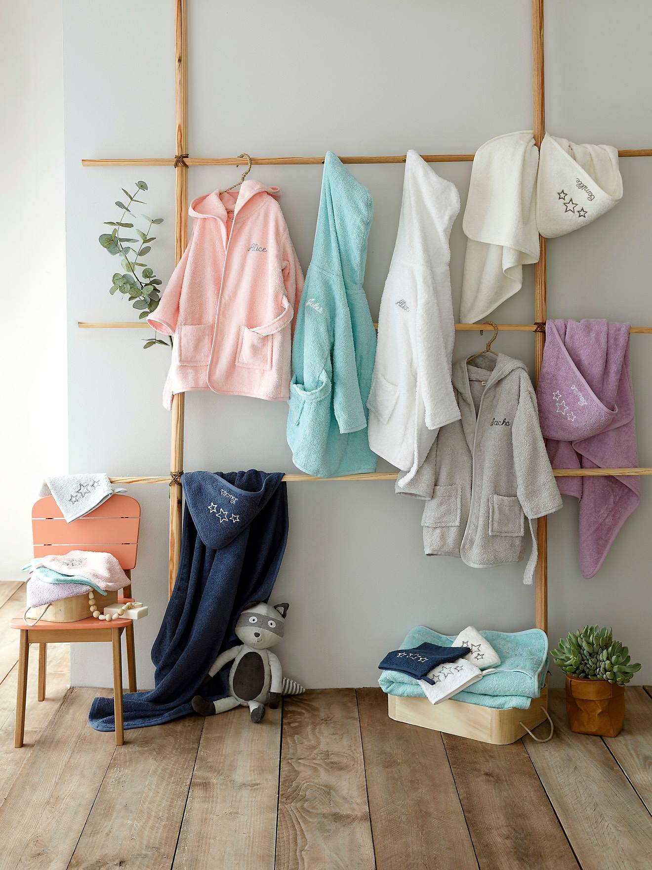 Peignoir Uni Bebe Personnalisable Oeko Tex Bleu Clair Vertbaudet