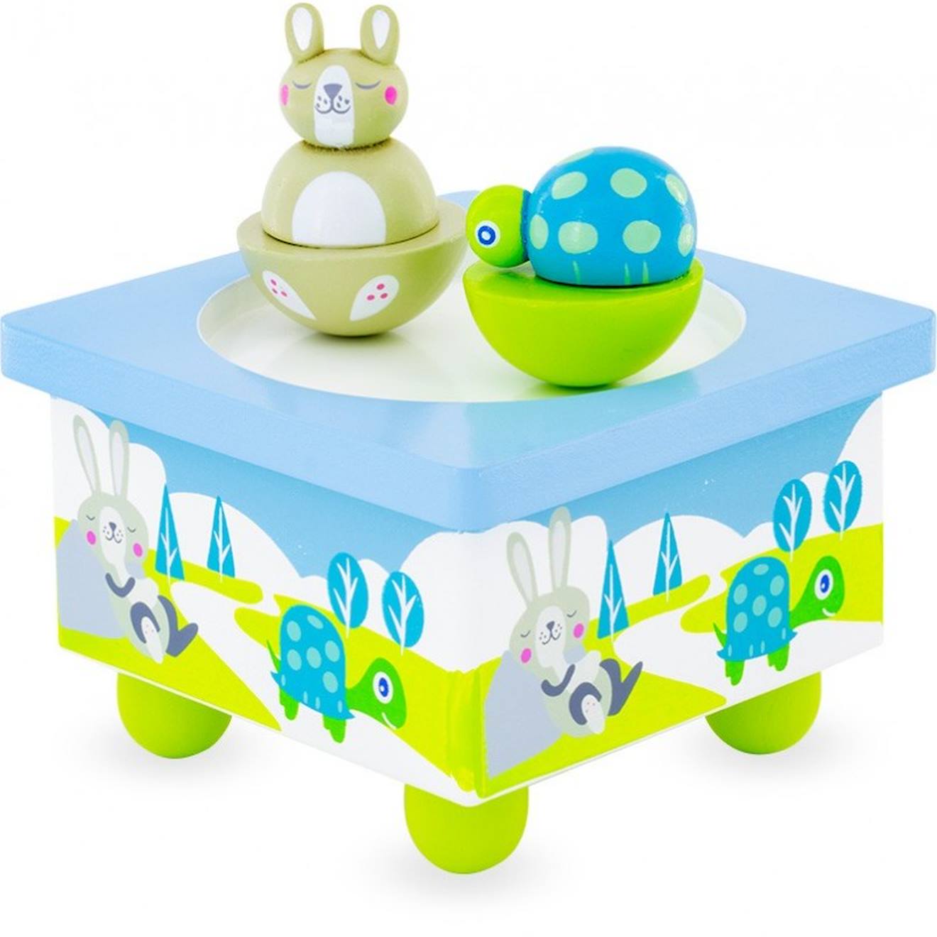 Boite À Musique Tortue Et Lapin Bleu