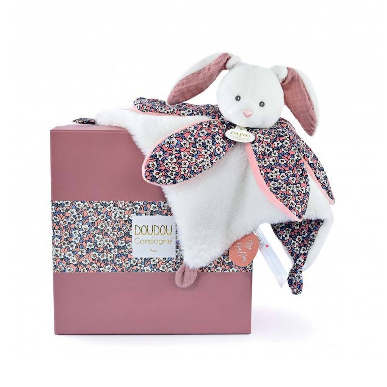 Doudou Pétale Lapin Rose Rose