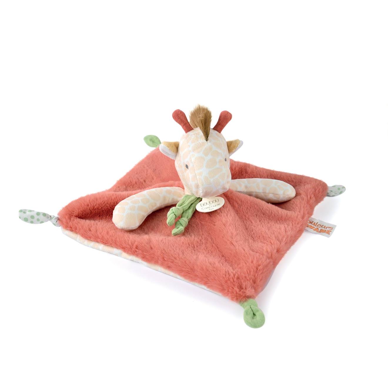 Doudou Plat Girafe 25 Cm Rouge