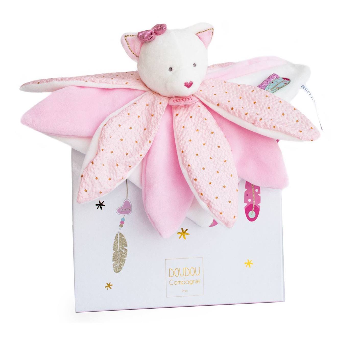 Doudou Chat Attrape-rêve 26 Cm Rose