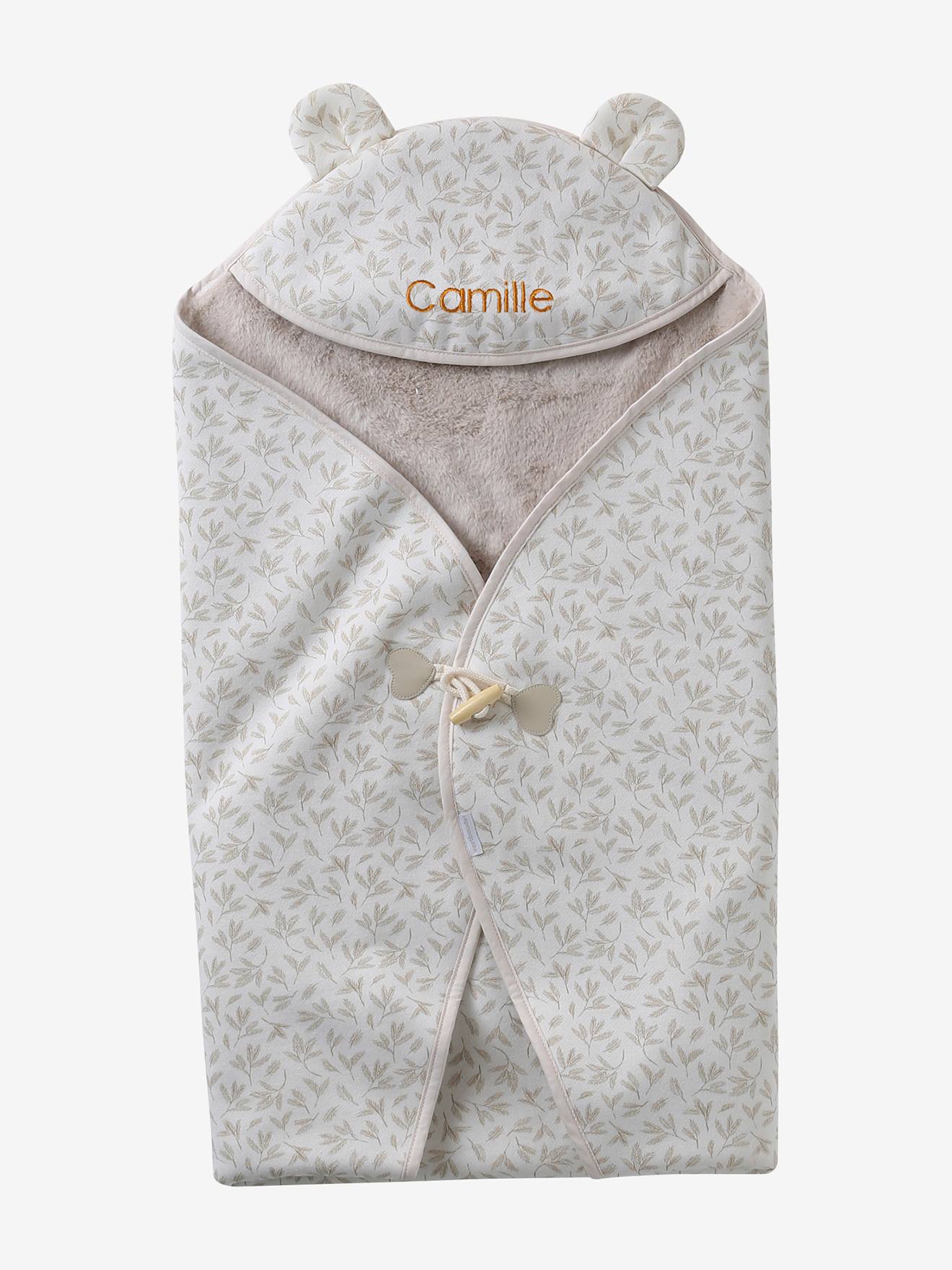 Plaid bébé à capuche en molleton, doublé peluche hygge