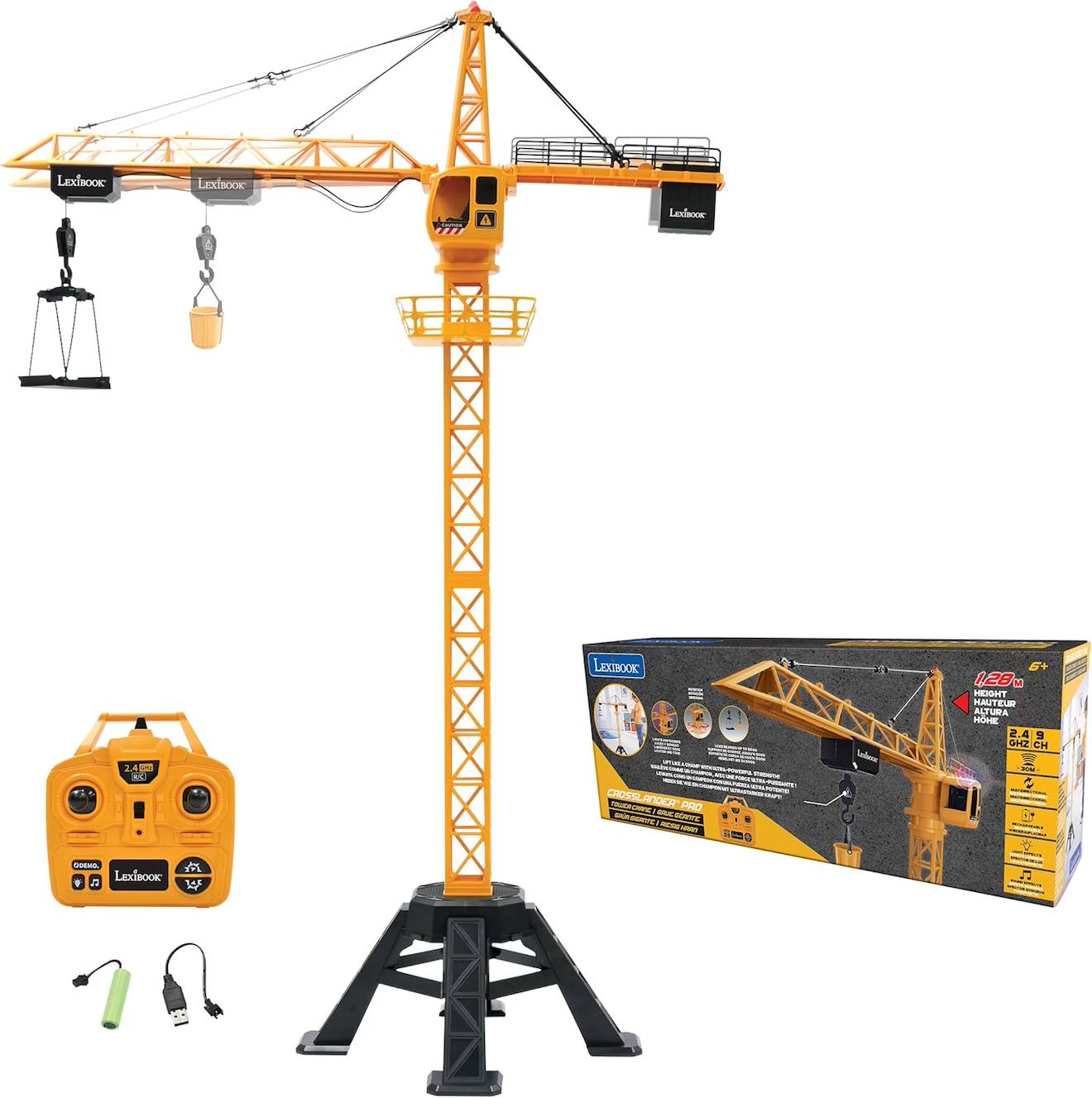 Crosslander Pro - Grue Géante Télécommandée Multidirectionnelle, Effets Sonores Et Lumineux Jaune