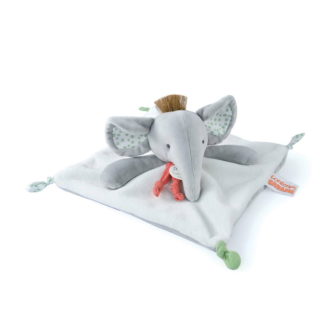 Doudou Plat Éléphant Gris 25 Cm Gris