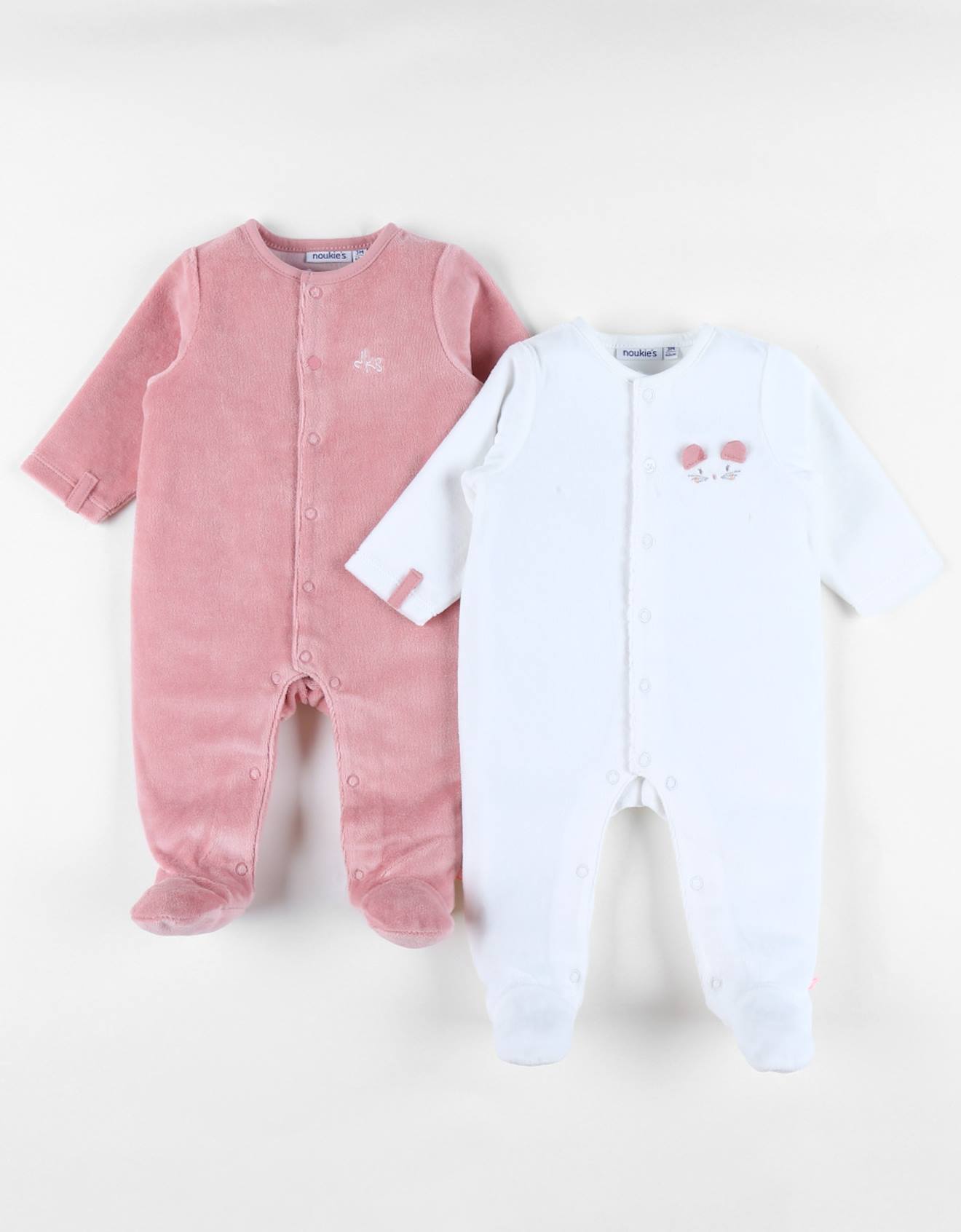 Lot De 2 Pyjamas Bébé Velours Rose
