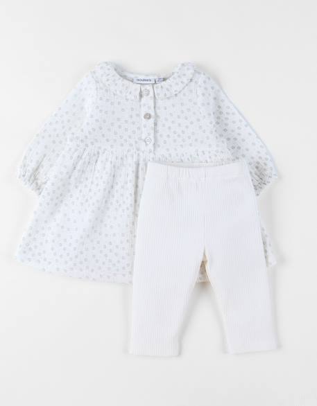 Bébé-Ensemble robe et legging mousseline de coton